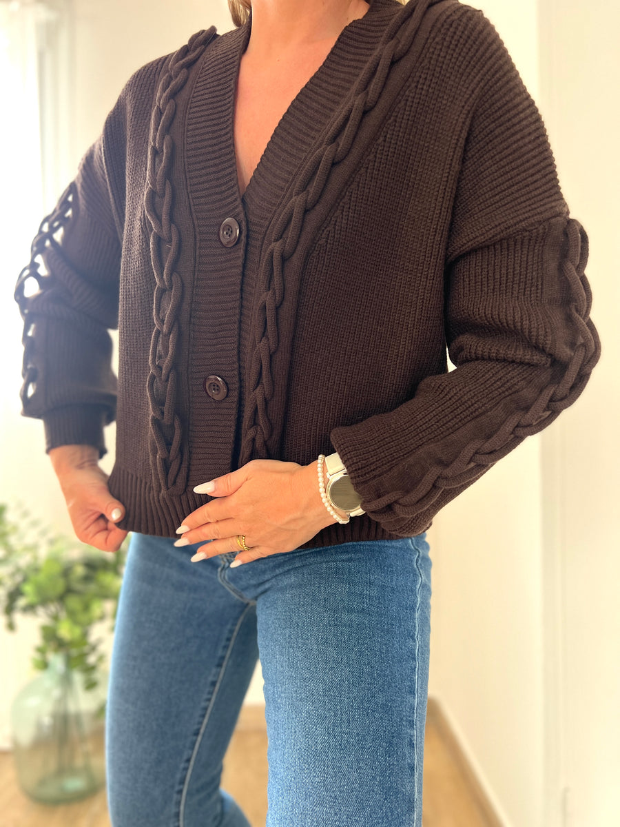 LE GILET TORSADE MARRON