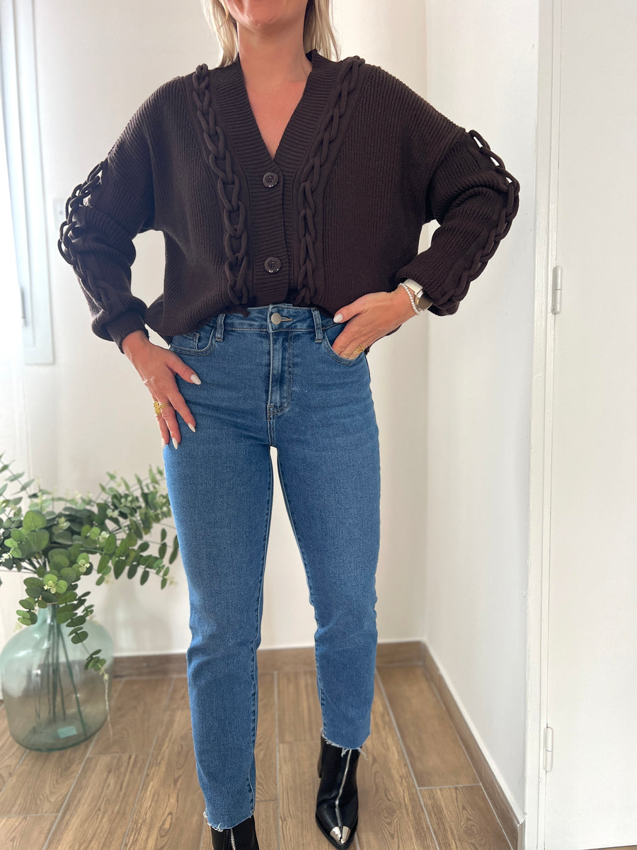 LE GILET TORSADE MARRON
