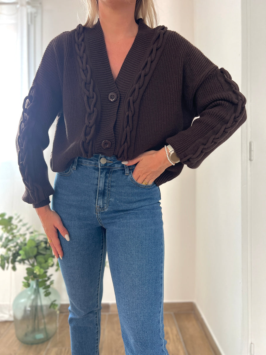 LE GILET TORSADE MARRON