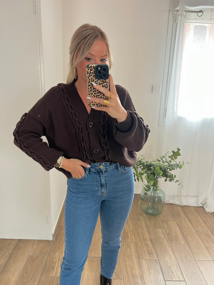 LE GILET TORSADE MARRON