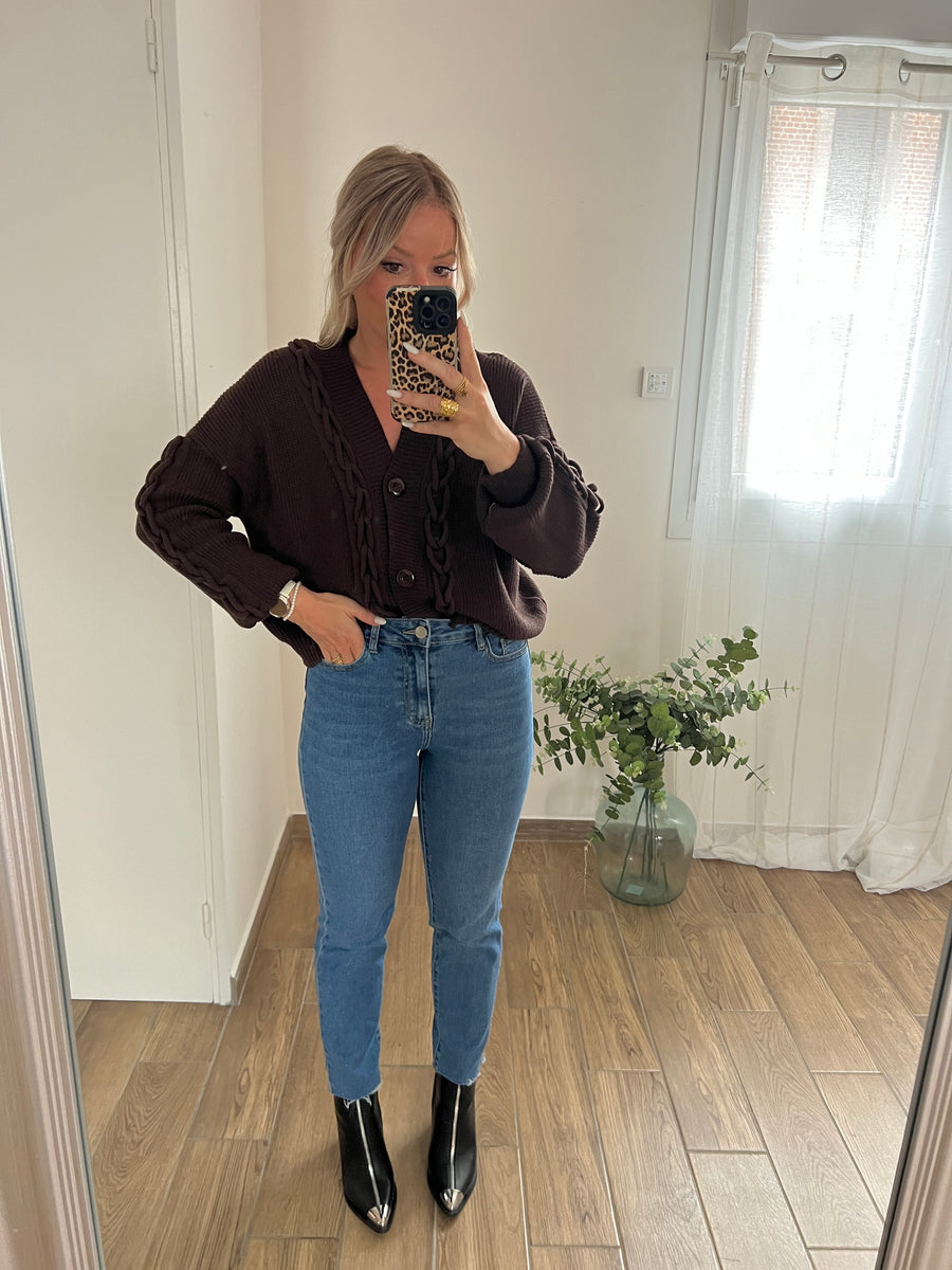 LE GILET TORSADE MARRON