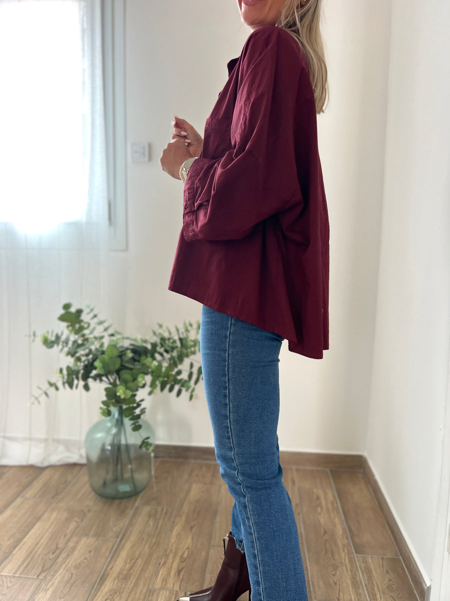 LA CHEMISE BASIQUE ÉVASÉE BORDEAUX
