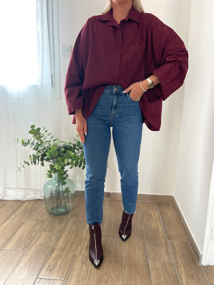 LA CHEMISE BASIQUE ÉVASÉE BORDEAUX