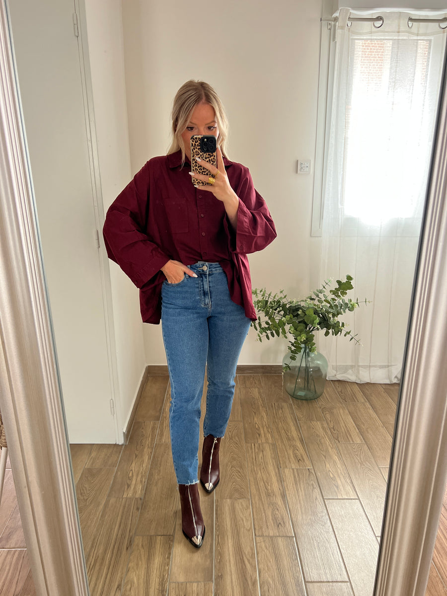 LA CHEMISE BASIQUE ÉVASÉE BORDEAUX