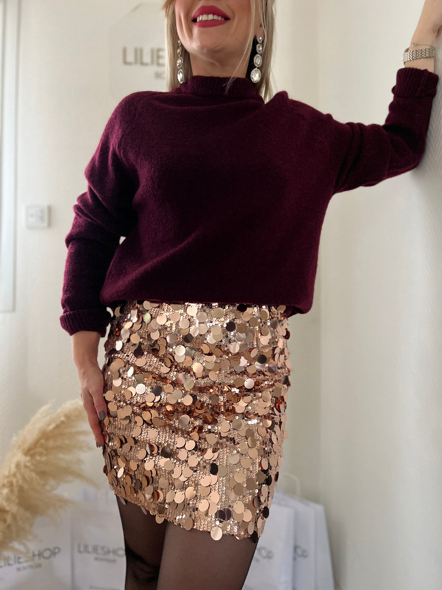 LA JUPE SEQUINS BRONZE