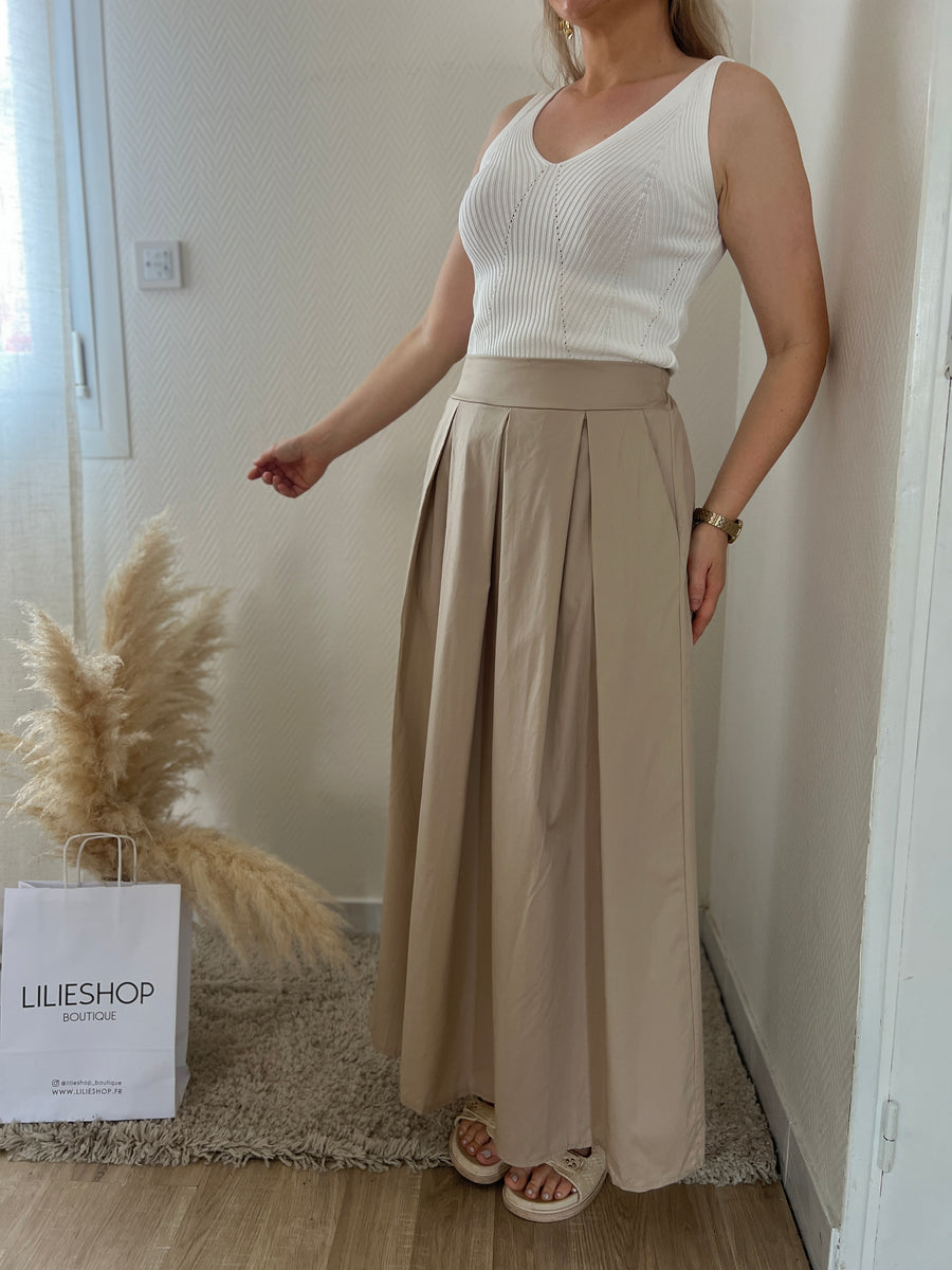 LA JUPE EN COTON BEIGE