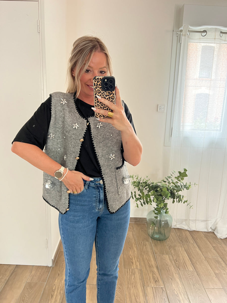 LE GILET ÉLÉGANT GRIS SOURIS