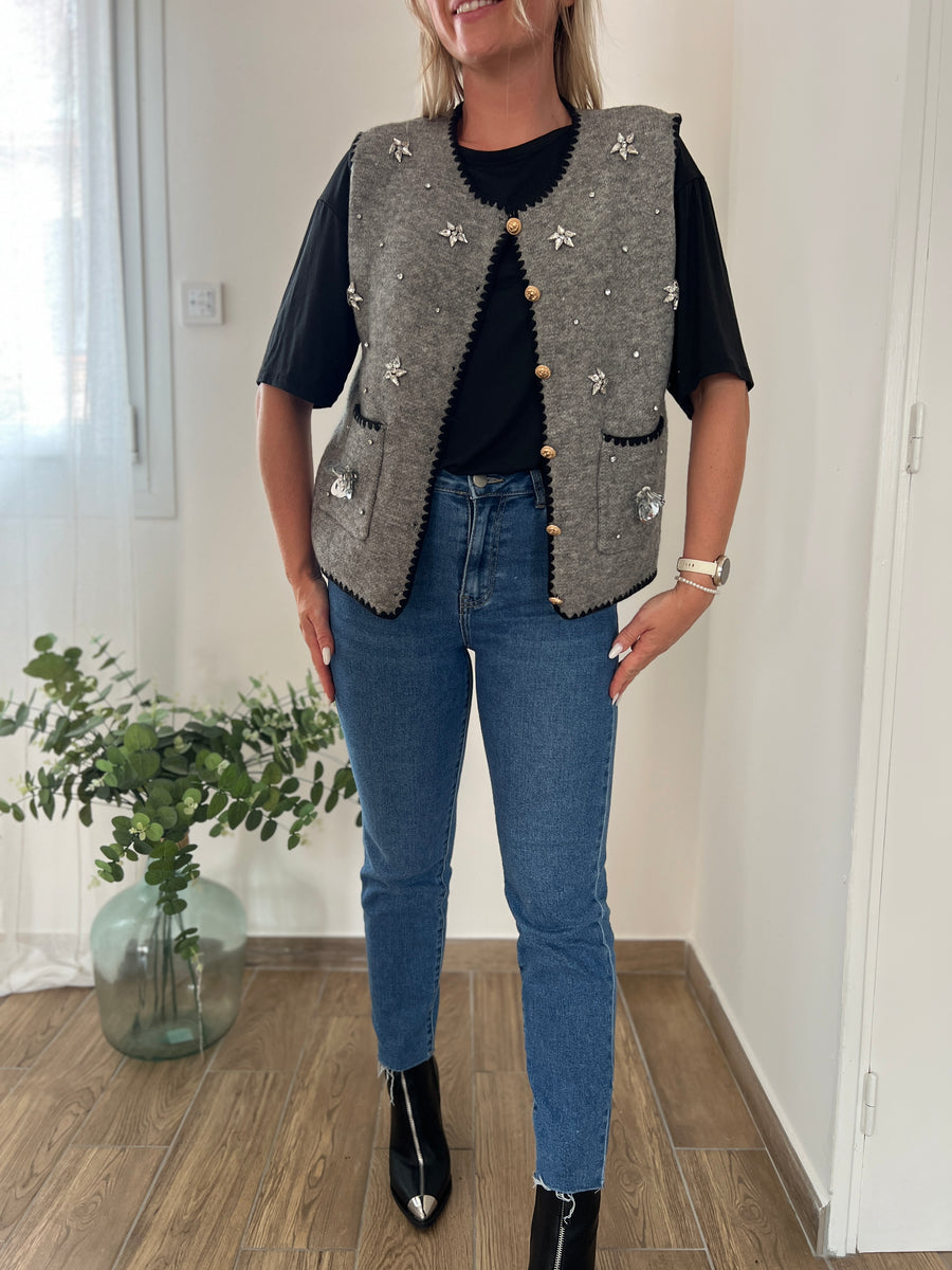 LE GILET ÉLÉGANT GRIS SOURIS
