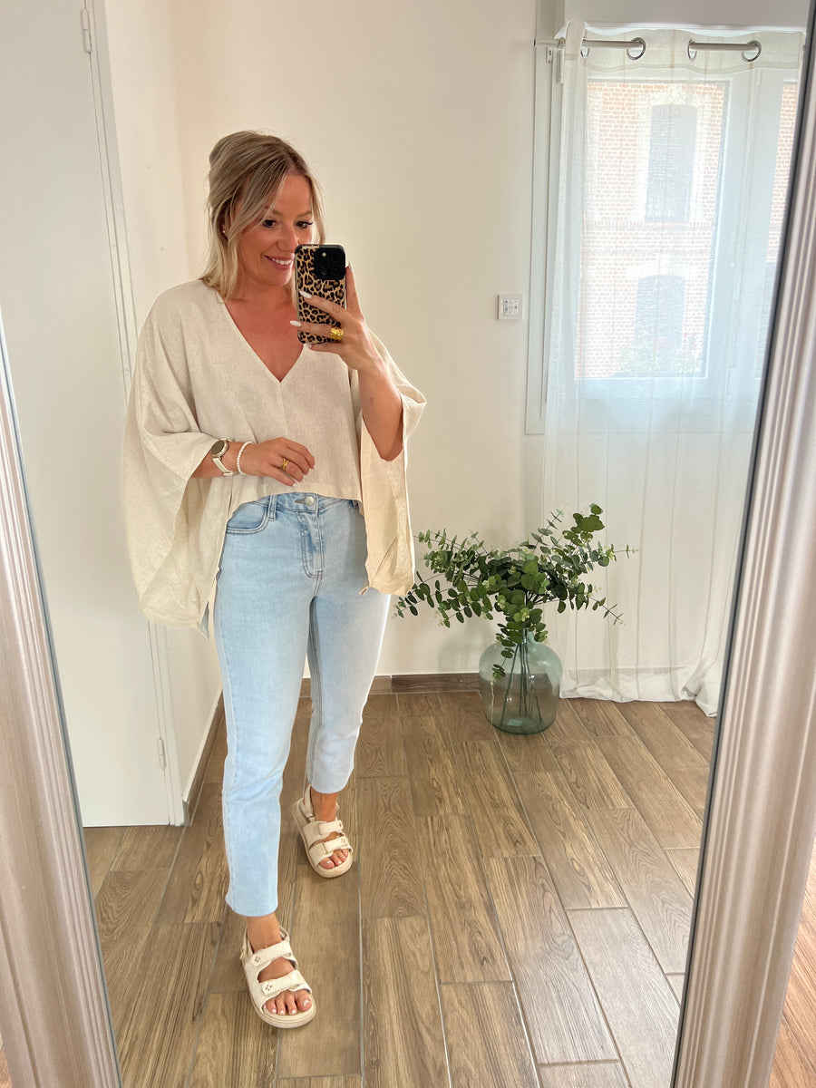 LA BLOUSE CAPE LIN BEIGE