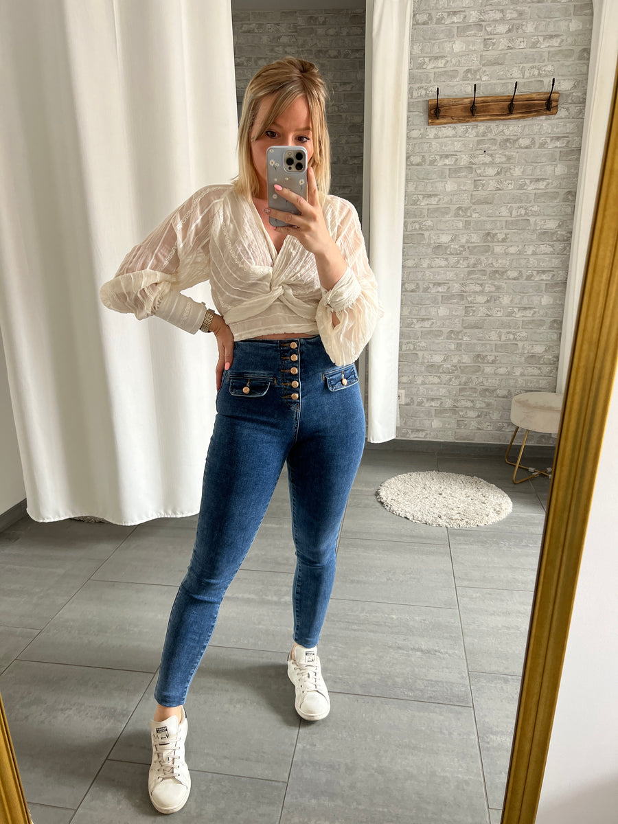 LE SKINNY BLEU 5 BOUTONS