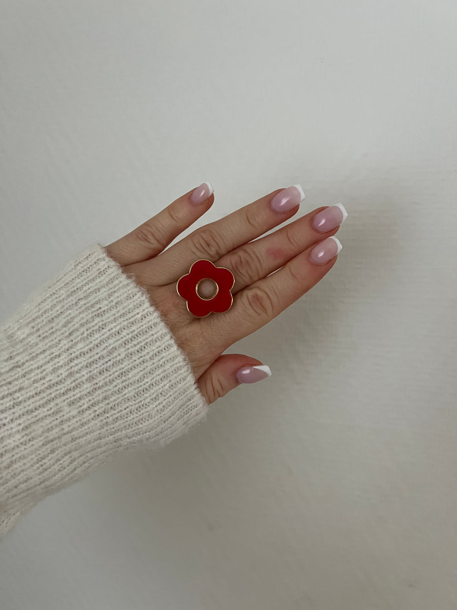 LA BAGUE FLEUR ROUGE