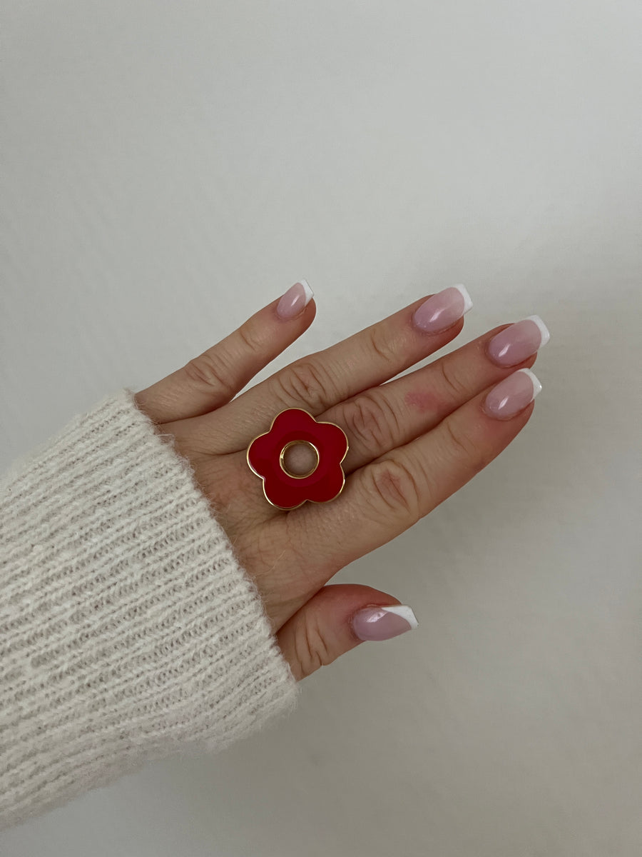 LA BAGUE FLEUR ROUGE