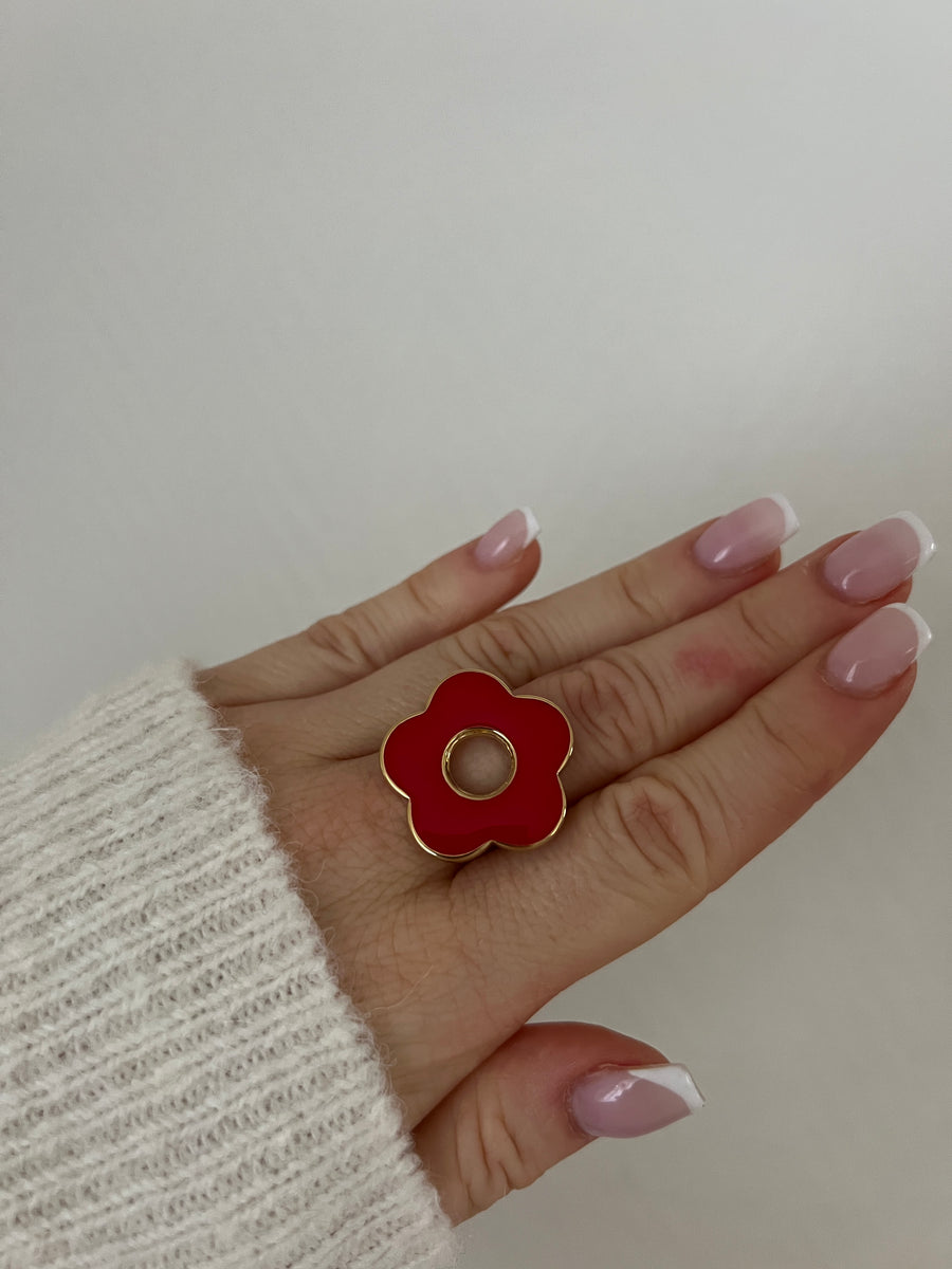 LA BAGUE FLEUR ROUGE