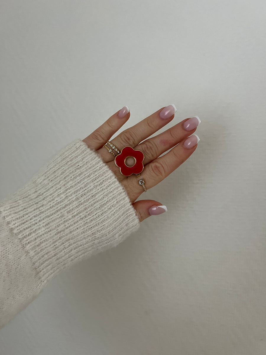 LA BAGUE FLEUR ROUGE