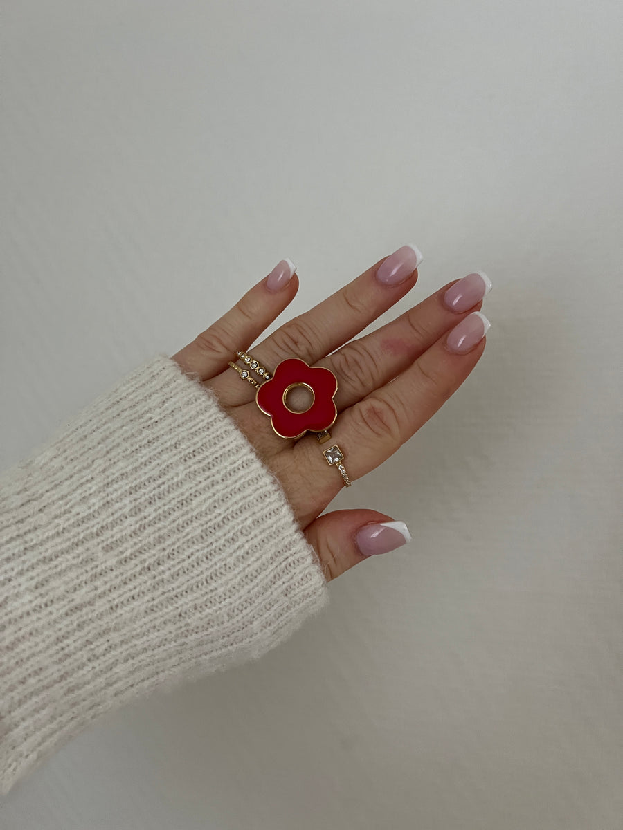 LA BAGUE FLEUR ROUGE