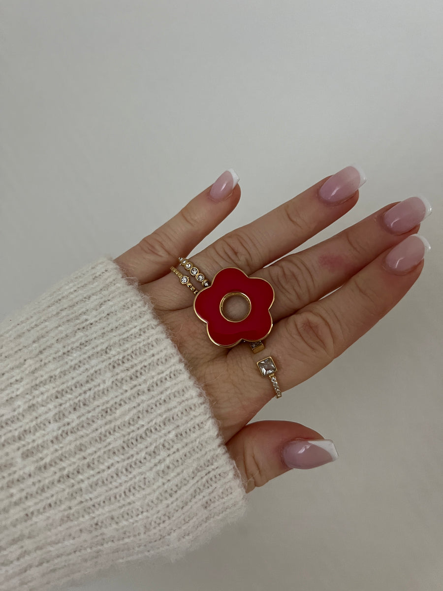 LA BAGUE FLEUR ROUGE