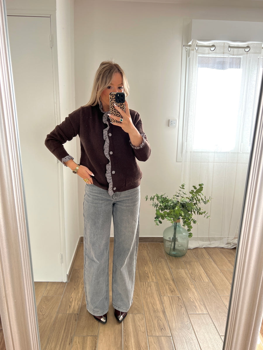 LE GILET MARRON VICHY