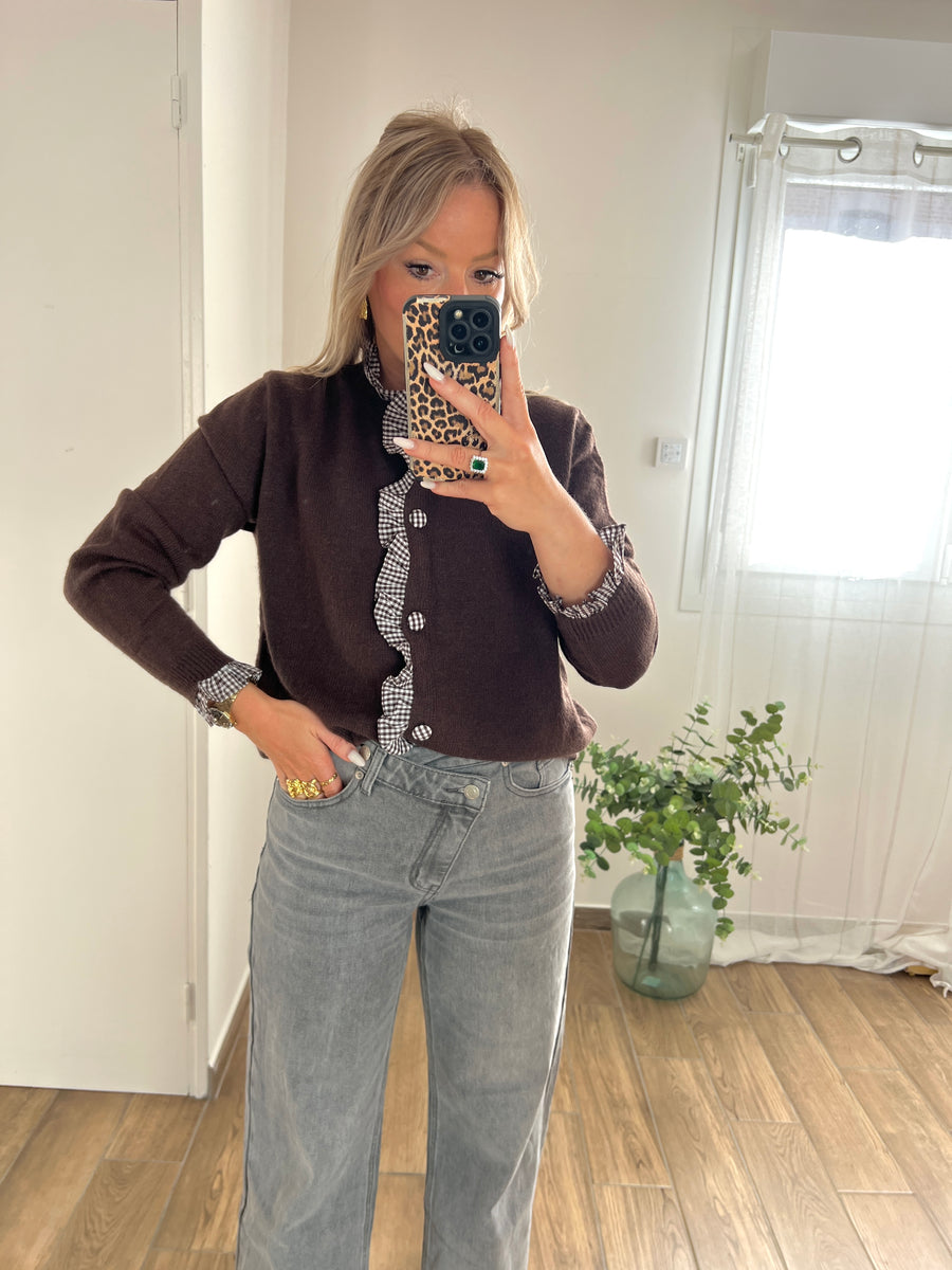 LE GILET MARRON VICHY