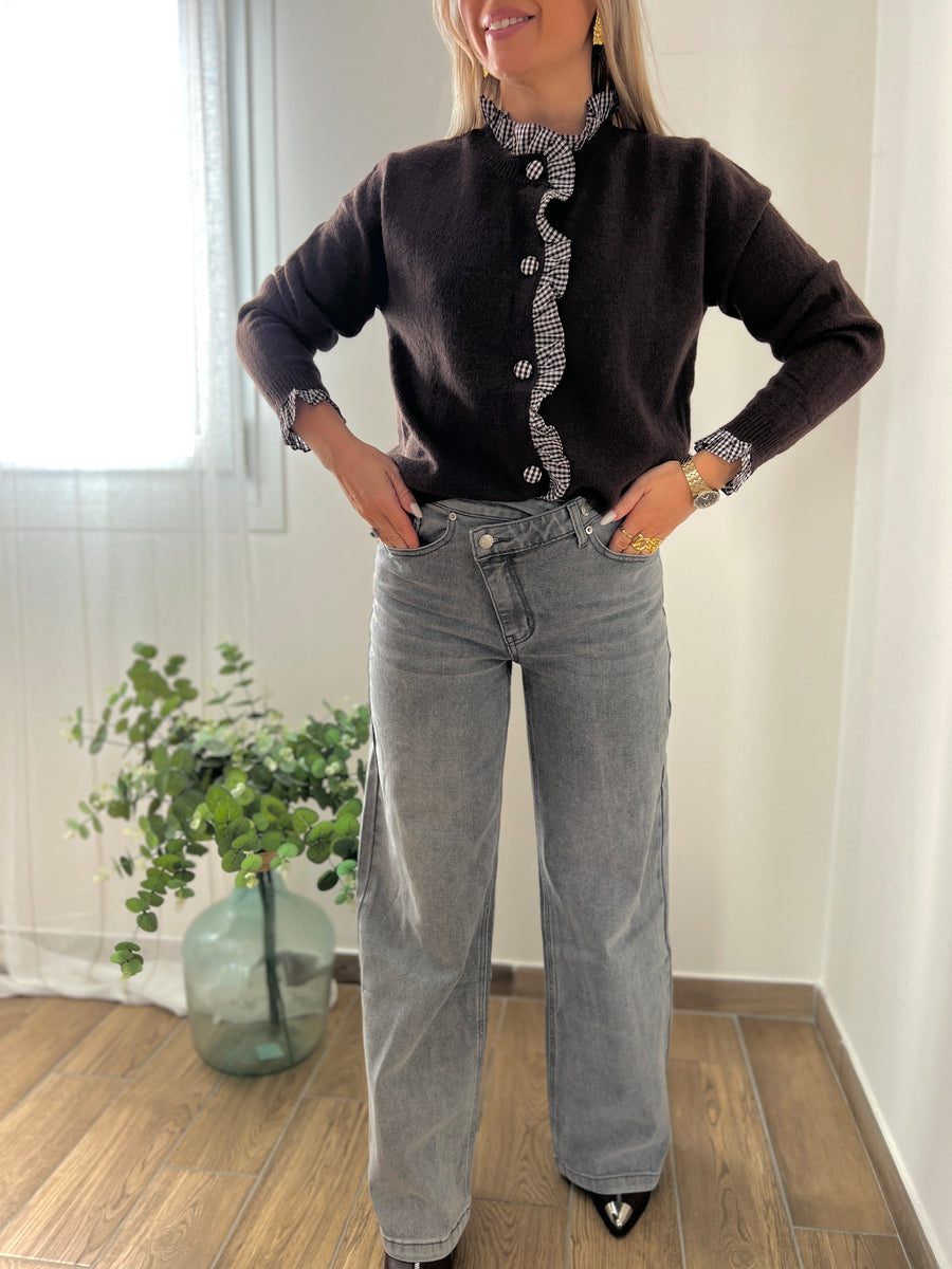 LE GILET MARRON VICHY