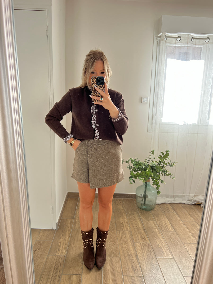 LE GILET MARRON VICHY