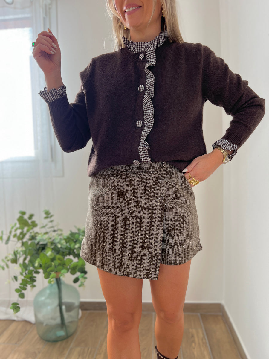 LE GILET MARRON VICHY