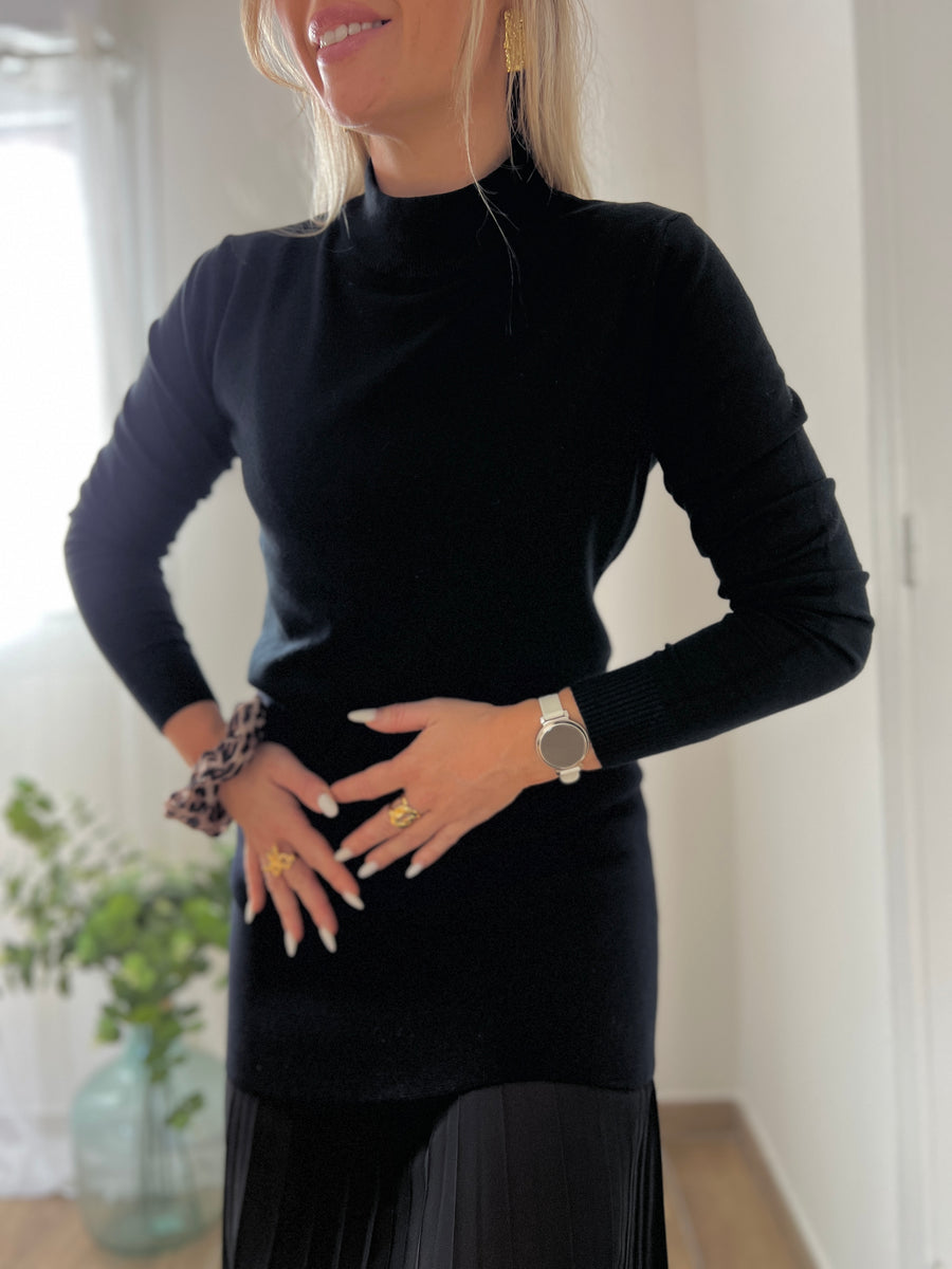 LE PULL COL CHEMINÉE NOIR