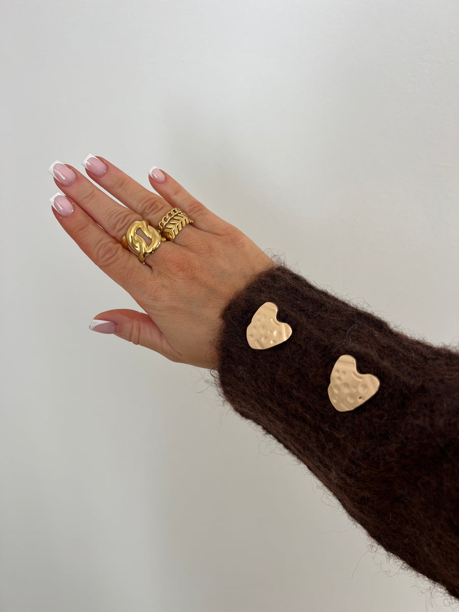 LE GILET MARRON BOUTON COEUR