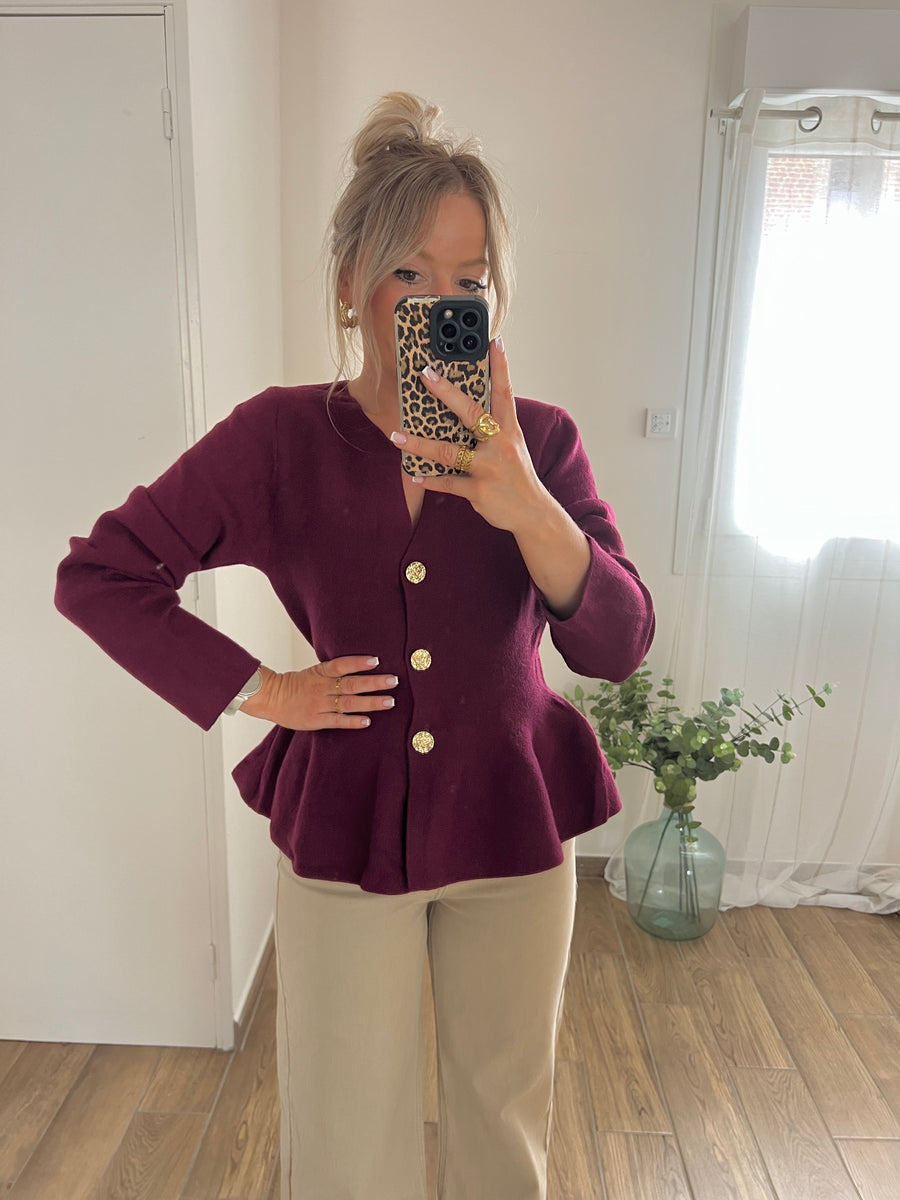 LE GILET PEPLUM BORDEAUX