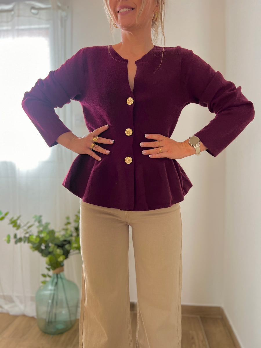 LE GILET PEPLUM BORDEAUX