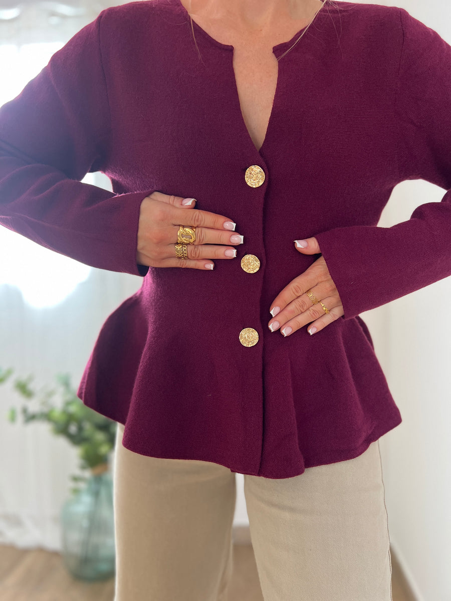 LE GILET PEPLUM BORDEAUX
