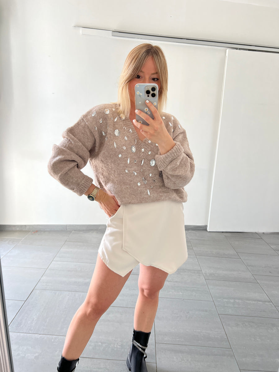LE PULL STRASS BEIGE