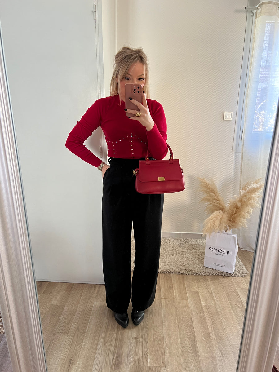 LE PULL STRASS BUSTIER ROUGE