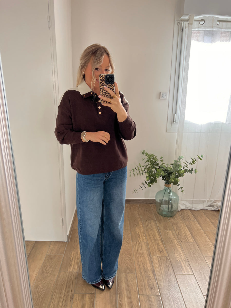 LE PULL POLO MARRON
