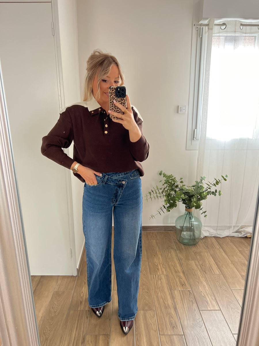 LE PULL POLO MARRON