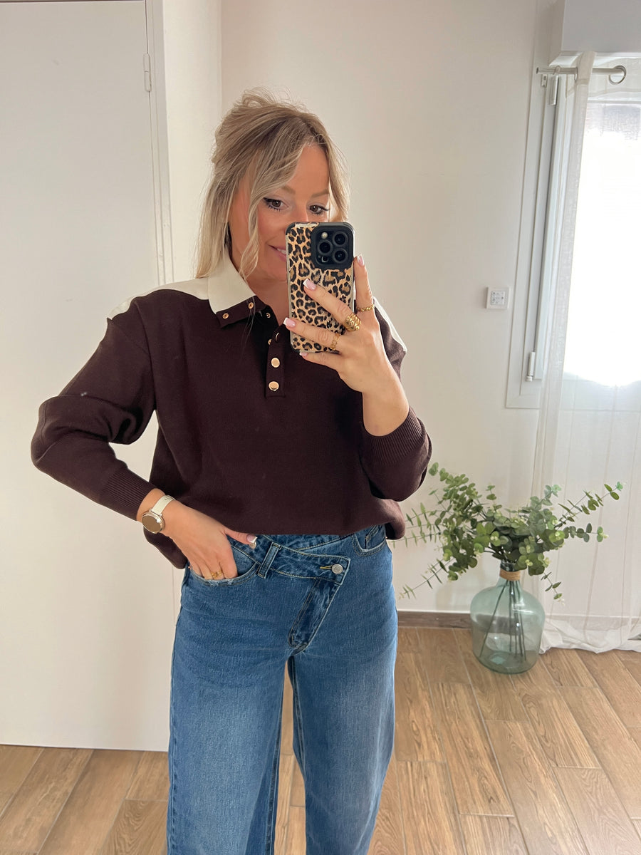 LE PULL POLO MARRON