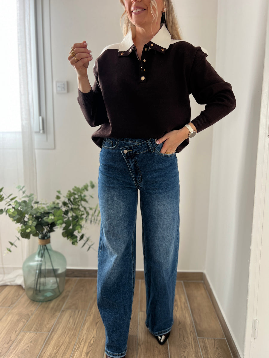 LE PULL POLO MARRON