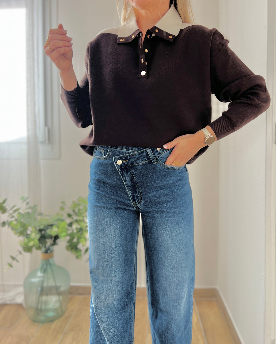 LE PULL POLO MARRON