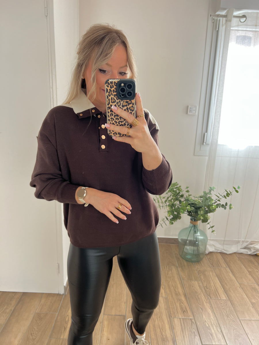 LE PULL POLO MARRON