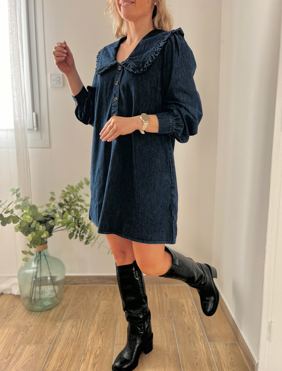 LA ROBE EN JEAN COL CLAUDINE