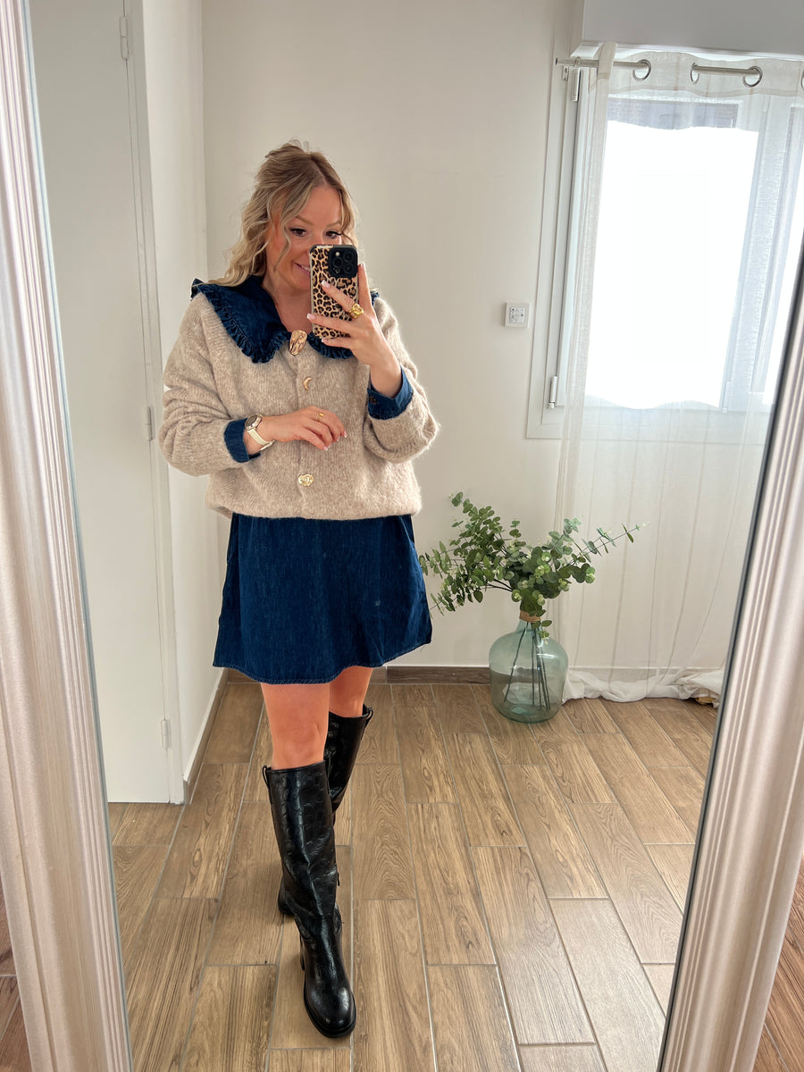 LA ROBE EN JEAN COL CLAUDINE