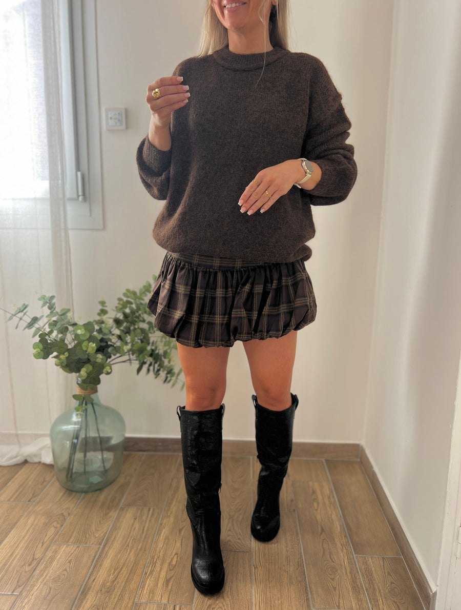LA JUPE ÉCOSSAISE MARRON