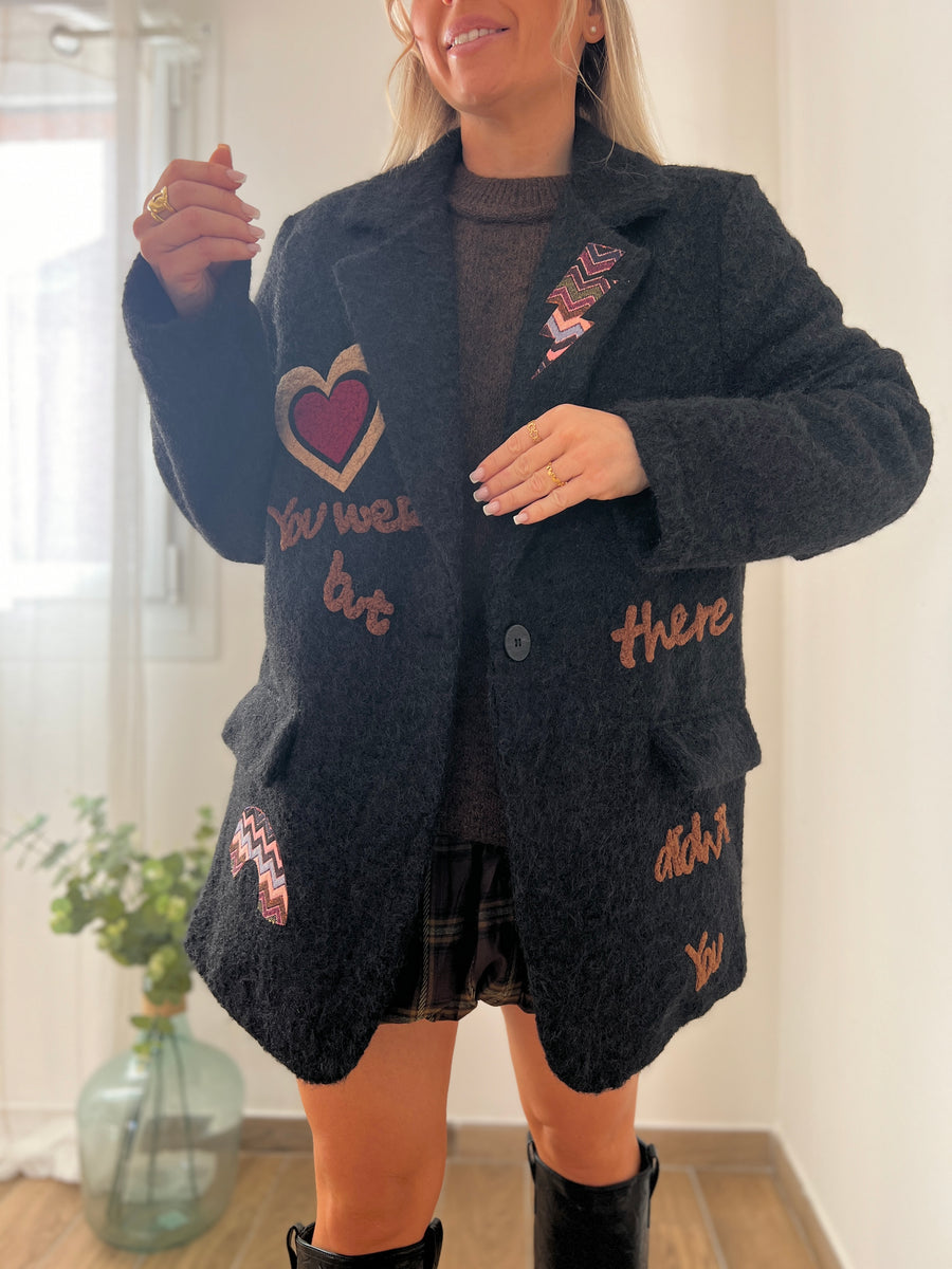LE MANTEAU BLAZER PATCHWORK NOIR