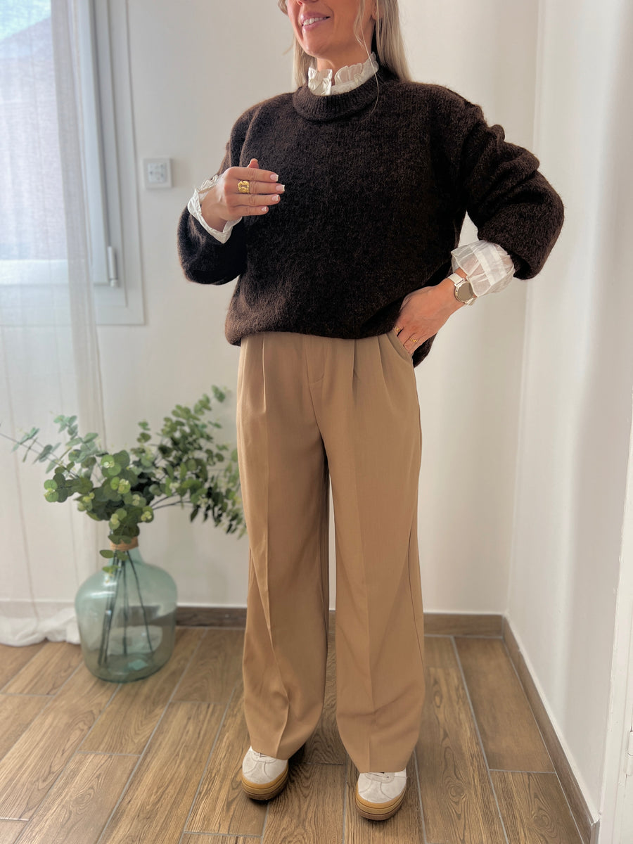 LE PANTALON À PINCES BASIQUE CAMEL