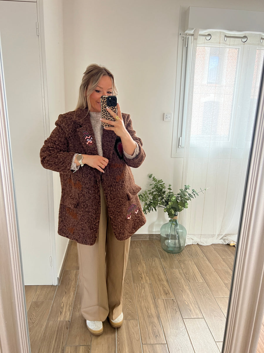 LE MANTEAU BLAZER PATCHWORK MARRON