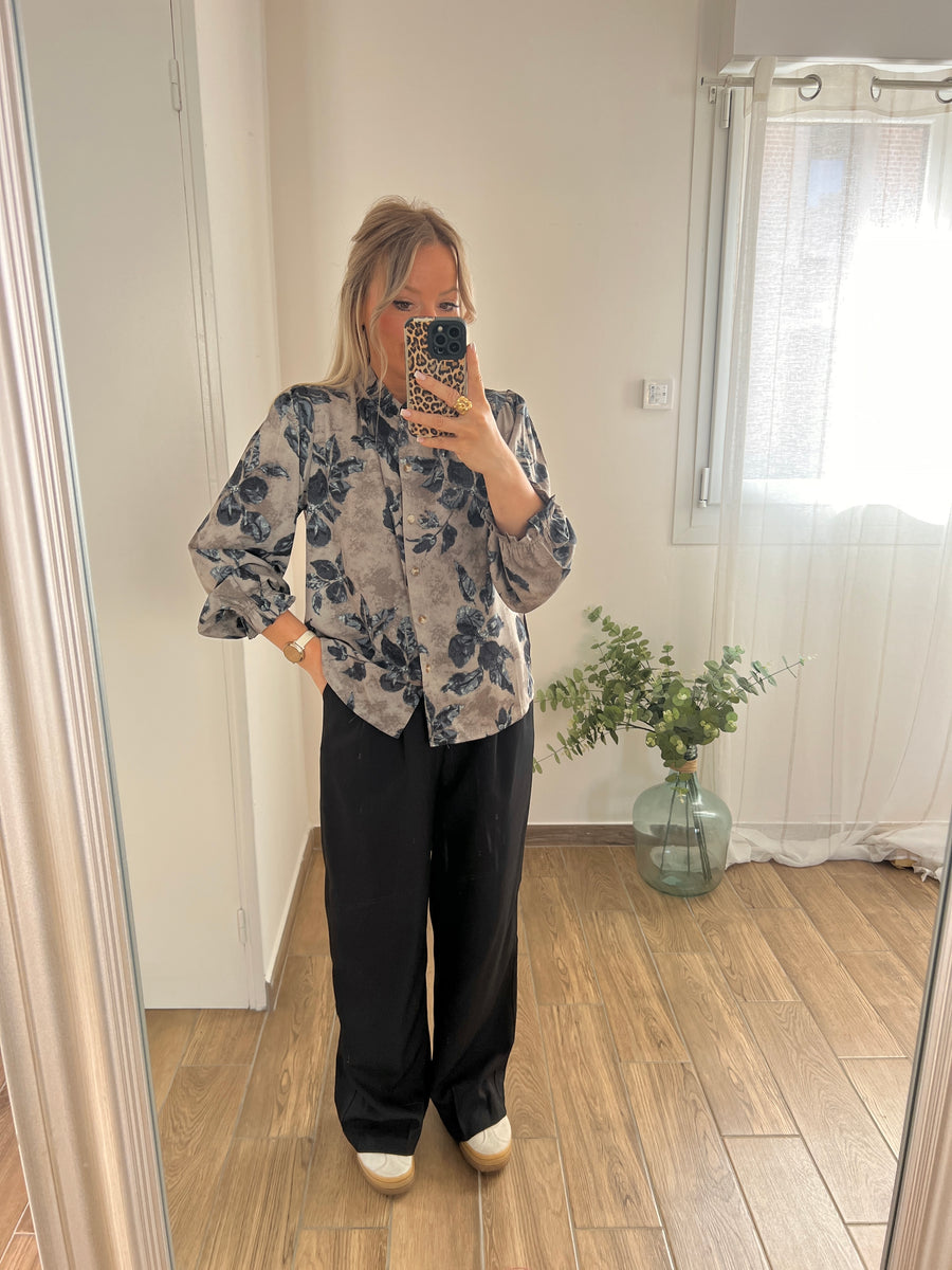 LA BLOUSE FLEURIE TAUPE