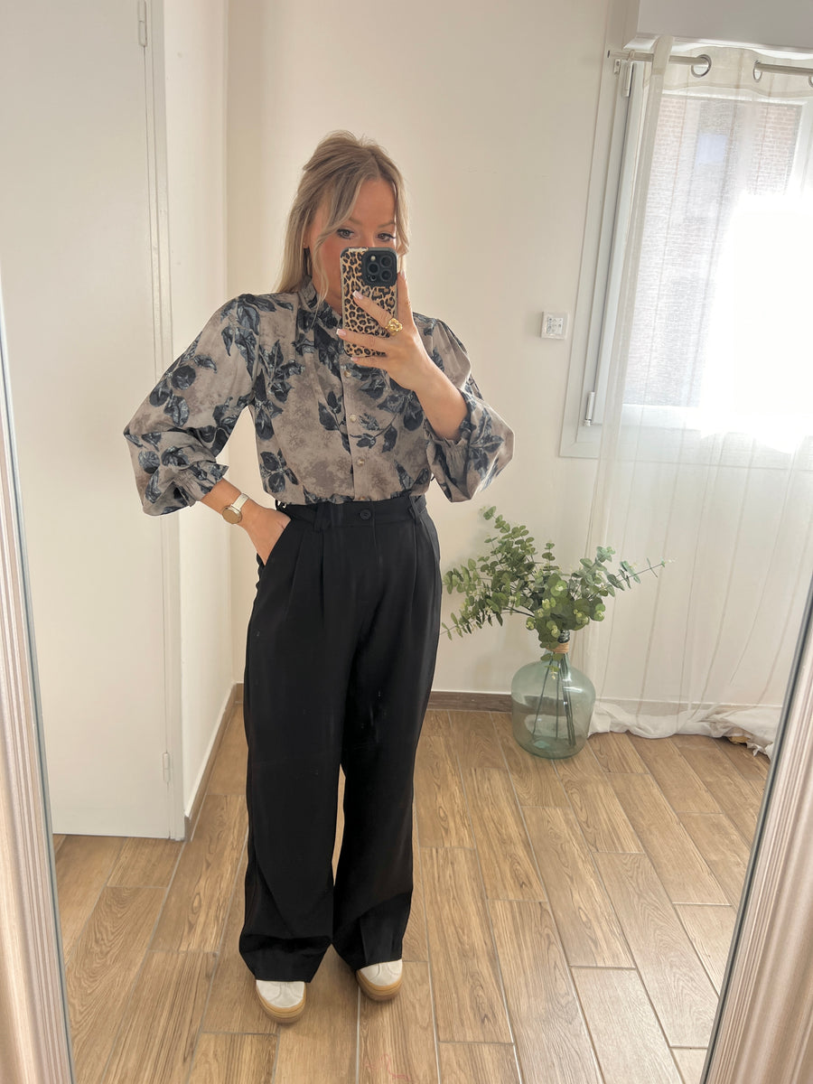 LA BLOUSE FLEURIE TAUPE