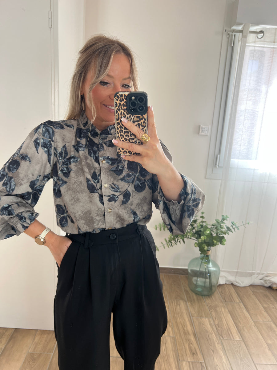 LA BLOUSE FLEURIE TAUPE