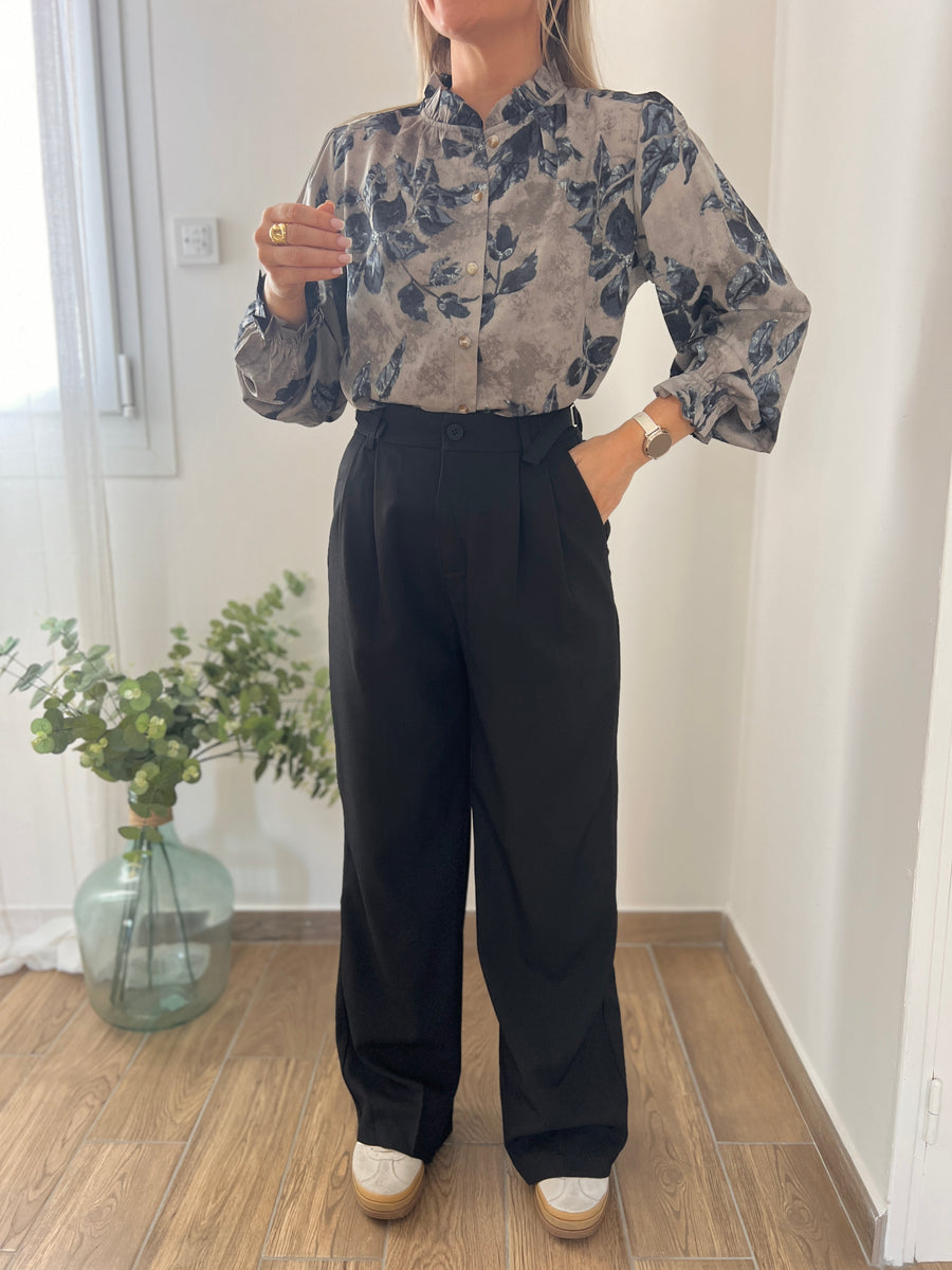 LA BLOUSE FLEURIE TAUPE