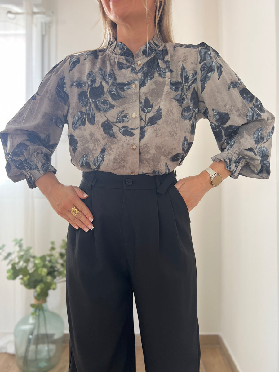 LA BLOUSE FLEURIE TAUPE