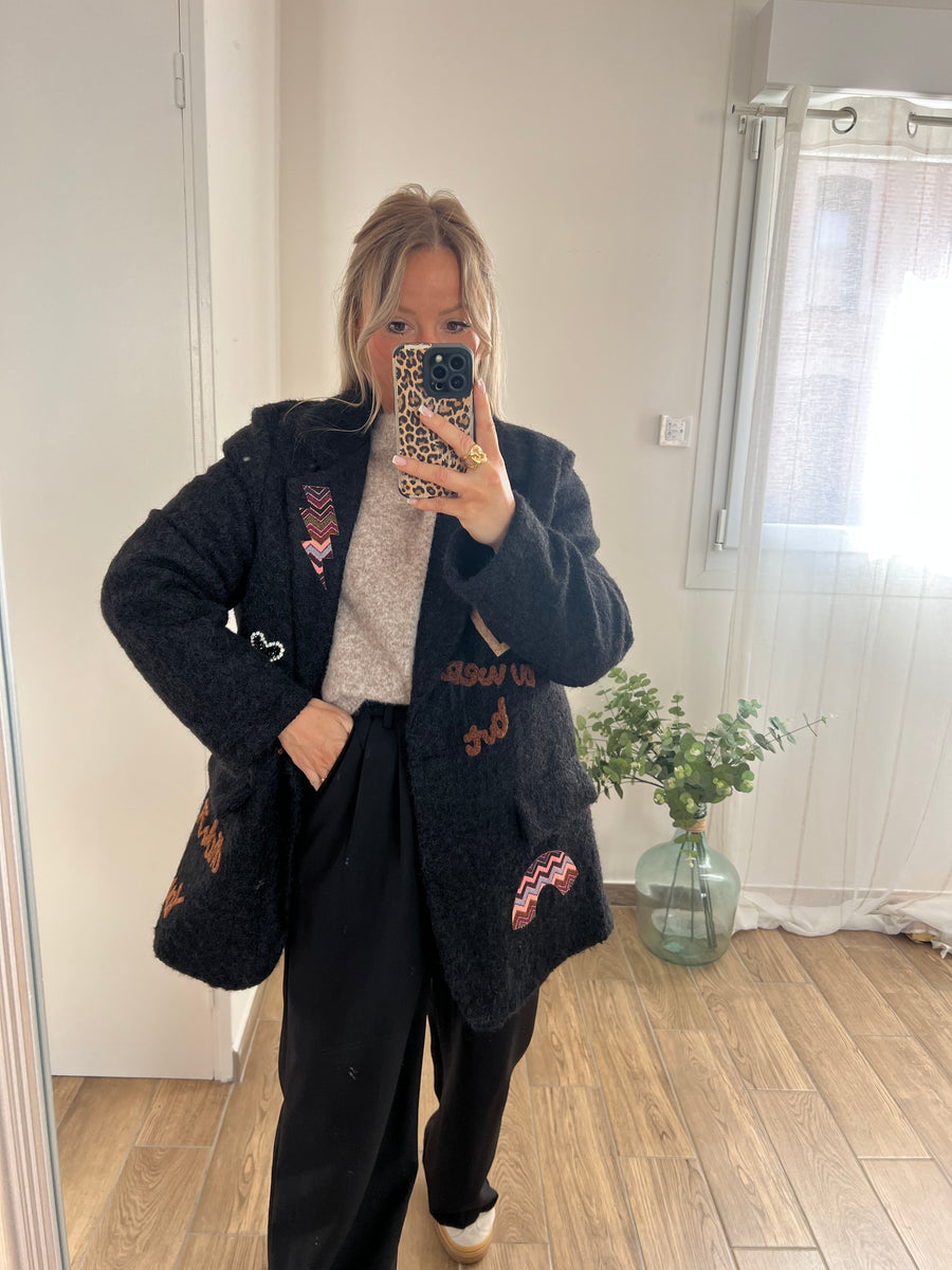 LE MANTEAU BLAZER PATCHWORK NOIR